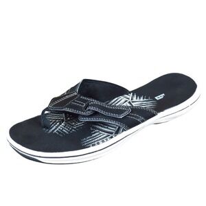 Clarks Brinkley Womens Thong Sandal Size 8 Black Fabric Comfort Casual Summer